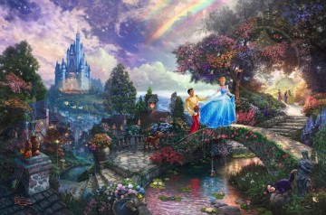 hopper kinkade Painting - Cinderella Wishes Upon A Dream Thomas Kinkade